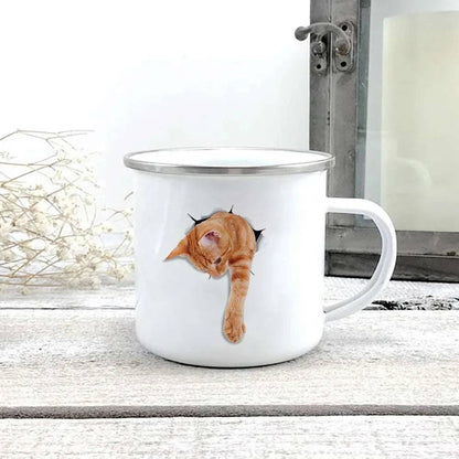 #04 Creative 3d Print Cat Enamel Coffee Tea Mugs Home Breakfast Dessert Cups with Handle - Trendypet's Zone