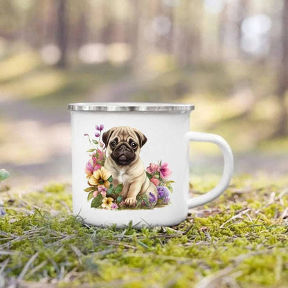 #04 Creative Coffee Cup Dog Printed Enamel Mug Camping Handle Mug Gifts for Dog Lovers - Trendypet's Zone