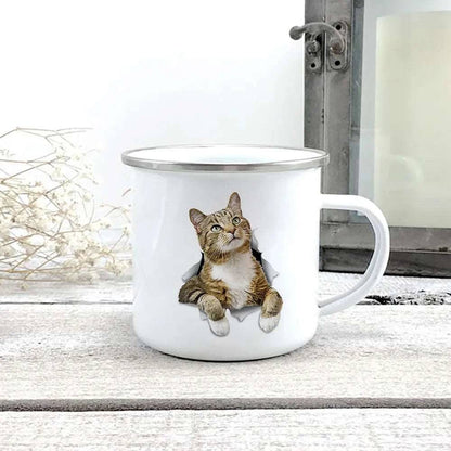 #05 Creative 3d Print Cat Enamel Coffee Tea Mugs Home Breakfast Dessert Cups with Handle - Trendypet's Zone