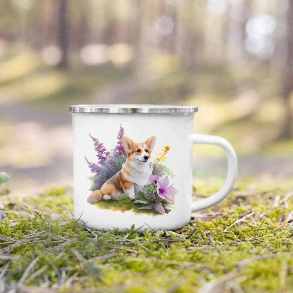 #08 Creative Coffee Cup Dog Printed Enamel Mug Camping Handle Mug Gifts for Dog Lovers - Trendypet's Zone