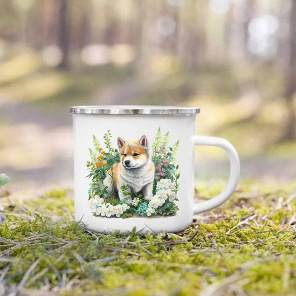 #11 Creative Coffee Cup Dog Printed Enamel Mug Camping Handle Mug Gifts for Dog Lovers - Trendypet's Zone