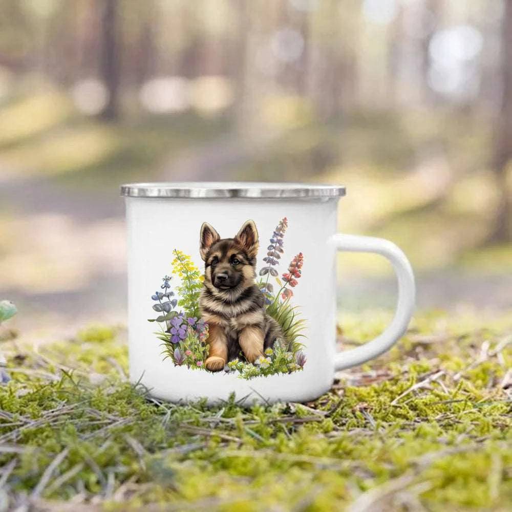 #12 Creative Coffee Cup Dog Printed Enamel Mug Camping Handle Mug Gifts for Dog Lovers - Trendypet's Zone