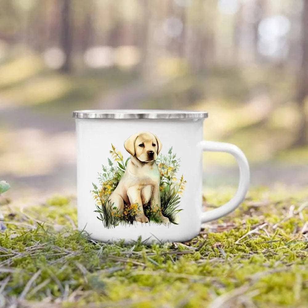 #13 Creative Coffee Cup Dog Printed Enamel Mug Camping Handle Mug Gifts for Dog Lovers - Trendypet's Zone