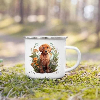 #14 Creative Coffee Cup Dog Printed Enamel Mug Camping Handle Mug Gifts for Dog Lovers - Trendypet's Zone