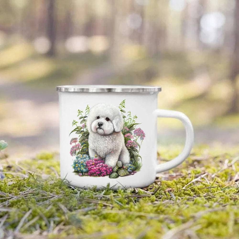 #17 Creative Coffee Cup Dog Printed Enamel Mug Camping Handle Mug Gifts for Dog Lovers - Trendypet's Zone