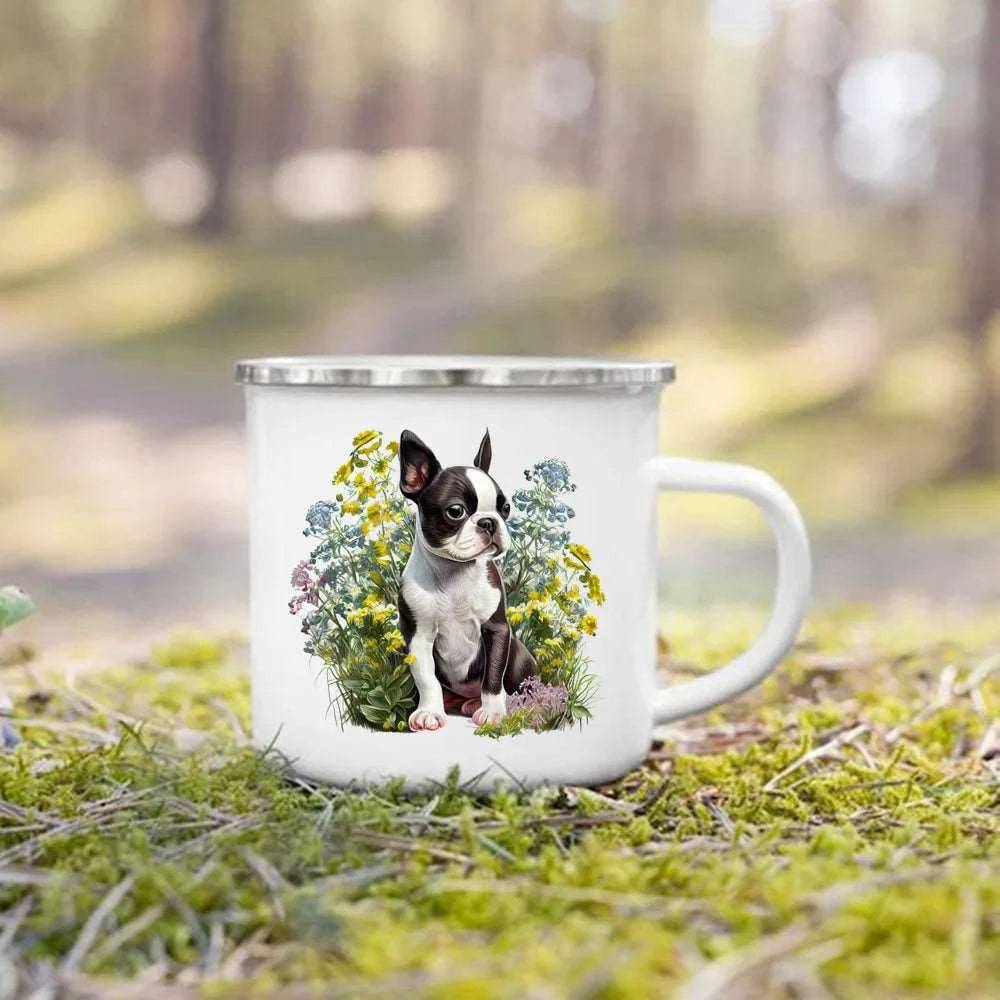 #19 Creative Coffee Cup Dog Printed Enamel Mug Camping Handle Mug Gifts for Dog Lovers - Trendypet's Zone