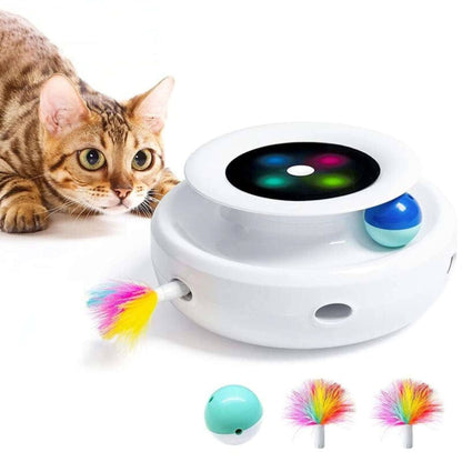 2 in 1 Smart Cat Toys Automatic Feather Fun Ball Kitten Toy Set 5 Modes Electronic Interactive Pet Toy - Trendypet's Zone