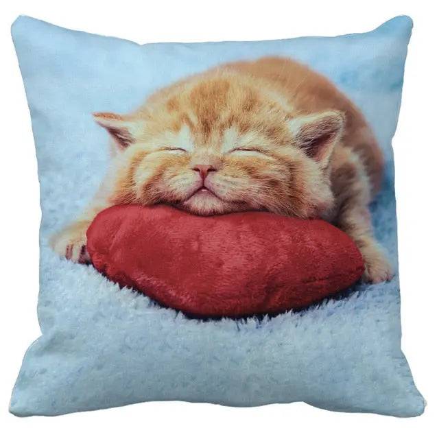 #21 Cushion Cover Cute Pet Cat Pillowcase Sofa Living Room Home Decor Pillowcase - Trendypet's Zone