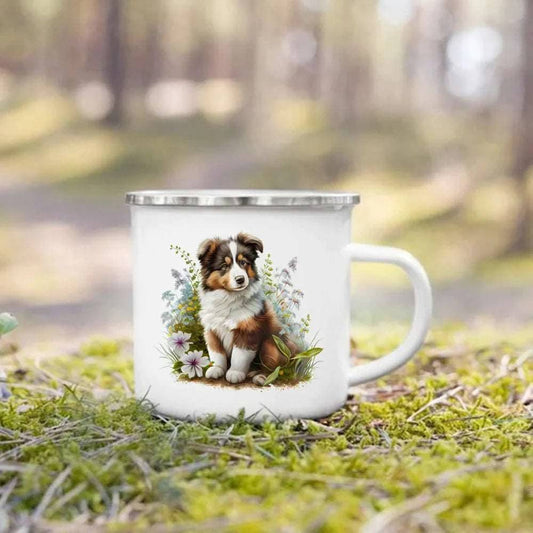 #21 Creative Coffee Cup Dog Printed Enamel Mug Camping Handle Mug Gifts for Dog Lovers - Trendypet's Zone