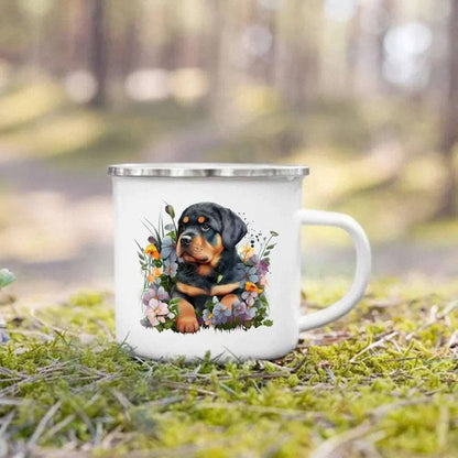 #22 Creative Coffee Cup Dog Printed Enamel Mug Camping Handle Mug Gifts for Dog Lovers - Trendypet's Zone