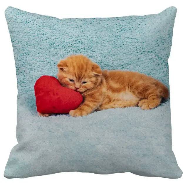 #23 Cushion Cover Cute Pet Cat Pillowcase Sofa Living Room Home Decor Pillowcase - Trendypet's Zone