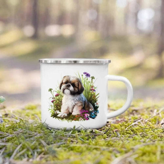 #23 Creative Coffee Cup Dog Printed Enamel Mug Camping Handle Mug Gifts for Dog Lovers - Trendypet's Zone