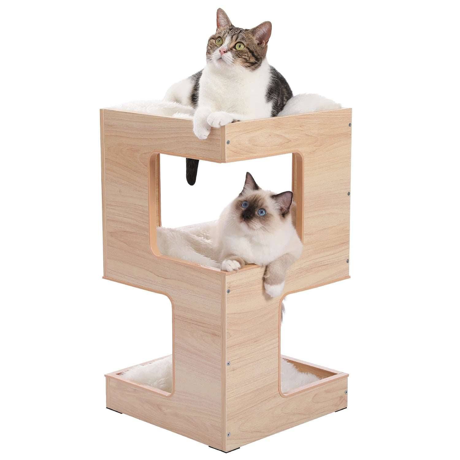 24" Beige Modern Cat Tree with 3 Levels Top Scratching Pad TRENDYPET'S ZONE