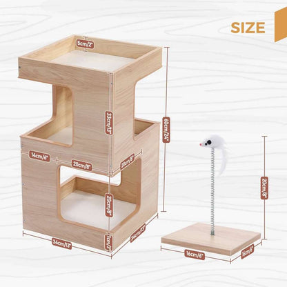 24" Beige Modern Cat Tree with 3 Levels Top Scratching Pad TRENDYPET'S ZONE