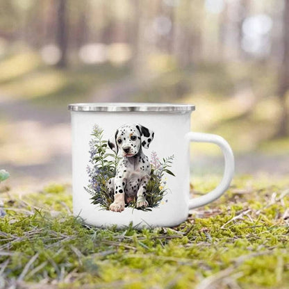 #25 Creative Coffee Cup Dog Printed Enamel Mug Camping Handle Mug Gifts for Dog Lovers - Trendypet's Zone