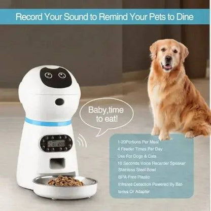 3.5L Robot Feeder Smart Automatic Pet Dog Cat Feeder With Voice Record Stainless Steel Lcd - Trendypet's Zone