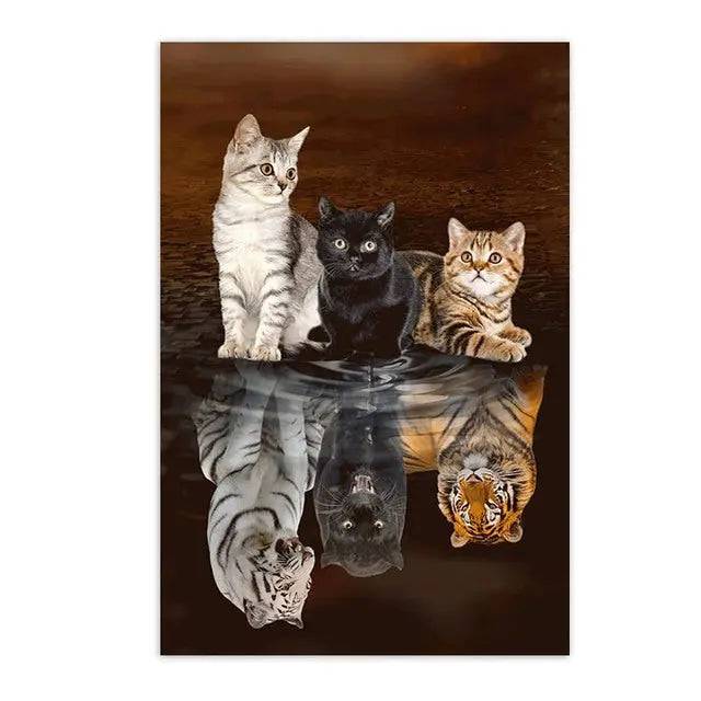 3 Cats Tiger Panther Funny Cute Cat Canvas Painting Animal Posters and Prints Home Decor - Trendypet's Zone