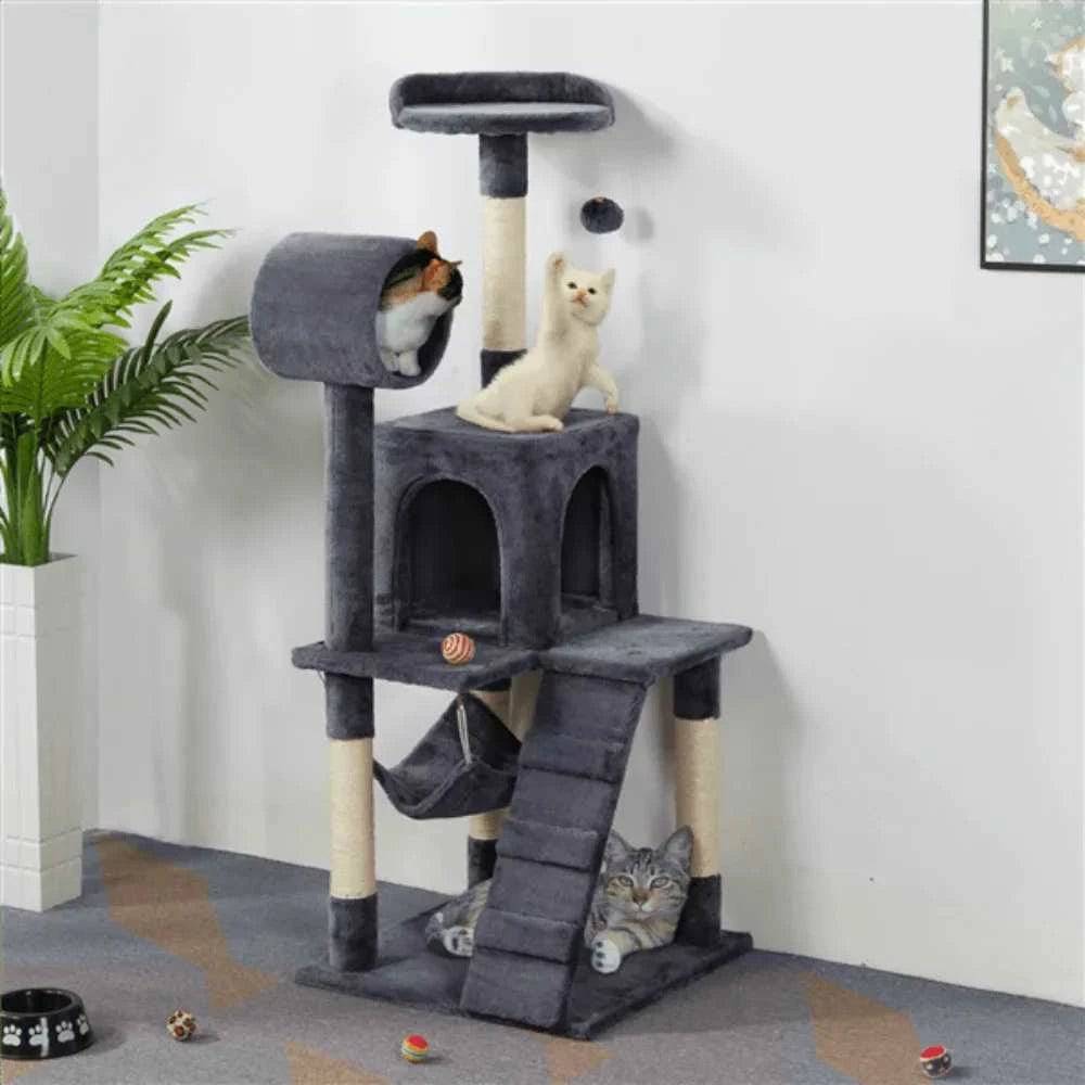 51" Dark Gray Cat Tree with Hammock and Scratching Post Tower House Scratcher TRENDYPET'S ZONE