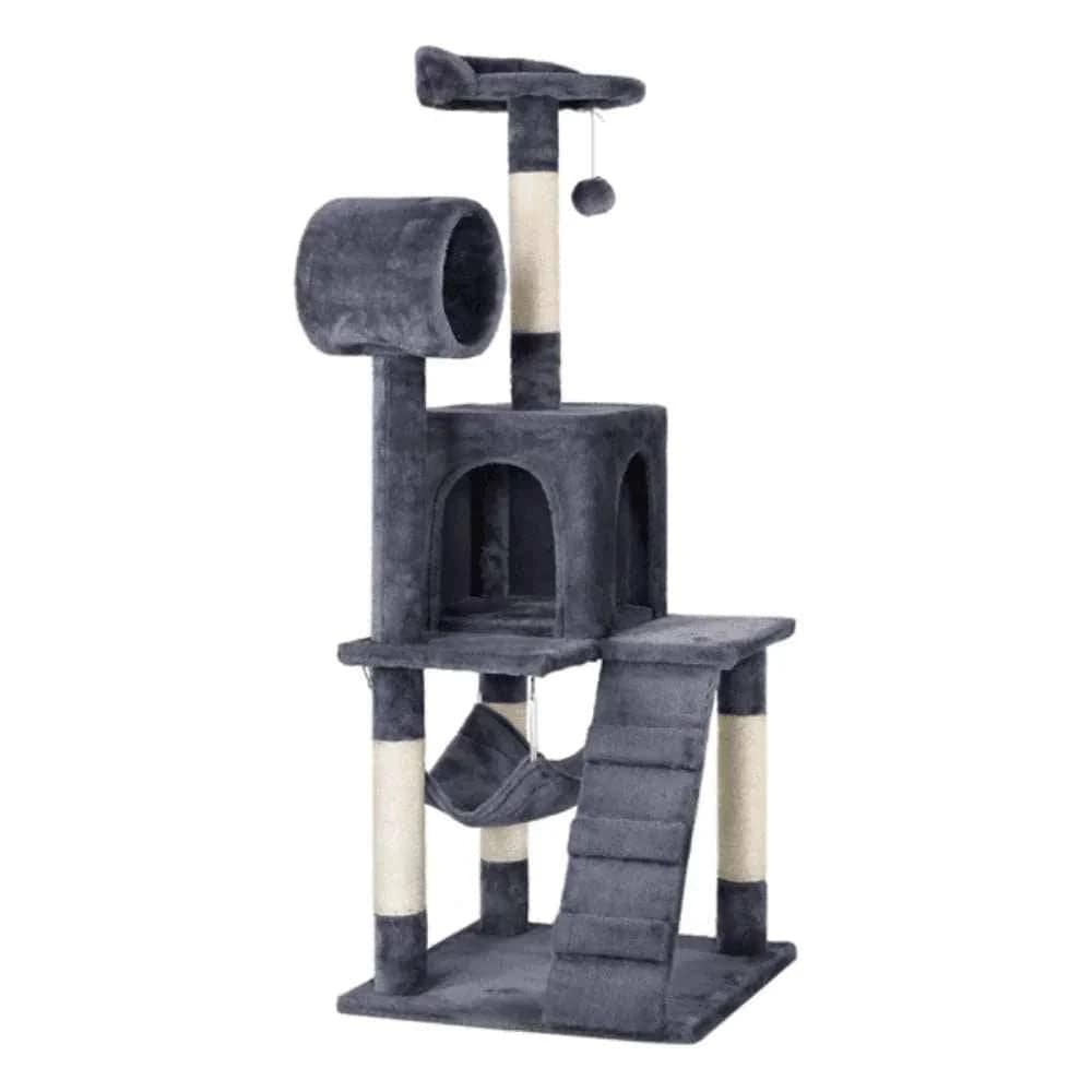 51" Dark Gray Cat Tree with Hammock and Scratching Post Tower House Scratcher TRENDYPET'S ZONE