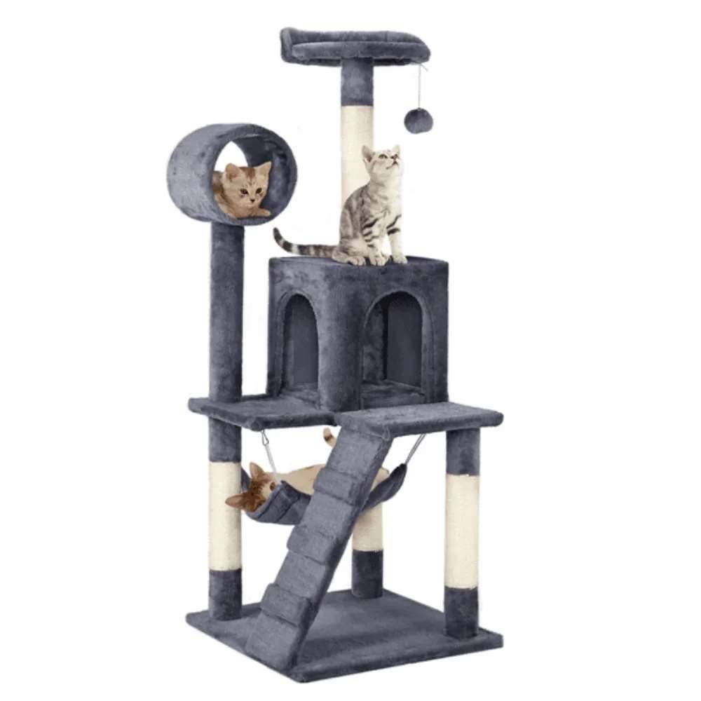 51" Dark Gray Cat Tree with Hammock and Scratching Post Tower House Scratcher TRENDYPET'S ZONE