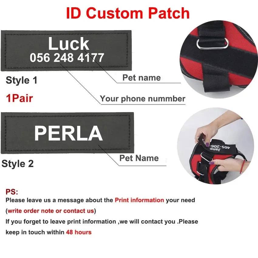 Black Dog Harness No Pull Reflective Breathable Pet Harness With Name For Dogs Custom Patch Adjustable Outdoor Walking Dog Supplies TRENDYPET'S ZONE