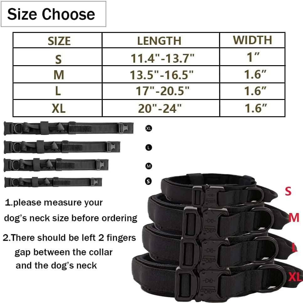 Black Durable Tactical Dog Collar Leash Set Military Pet Collars Heavy Duty For Dogs Training Accessories TRENDYPET'S ZONE