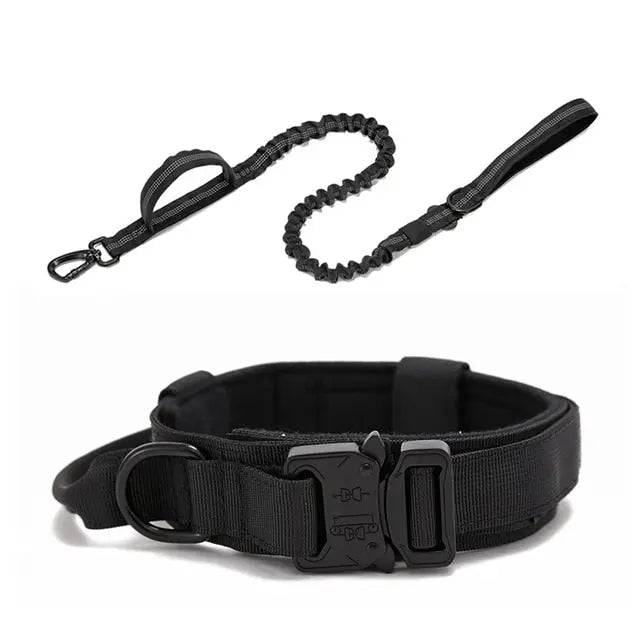 Black Durable Tactical Dog Collar Leash Set Military Pet Collars Heavy Duty For Dogs Training Accessories TRENDYPET'S ZONE