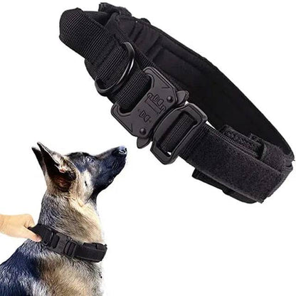 Black Durable Tactical Dog Collar Leash Set Military Pet Collars Heavy Duty For Dogs Training Accessories TRENDYPET'S ZONE