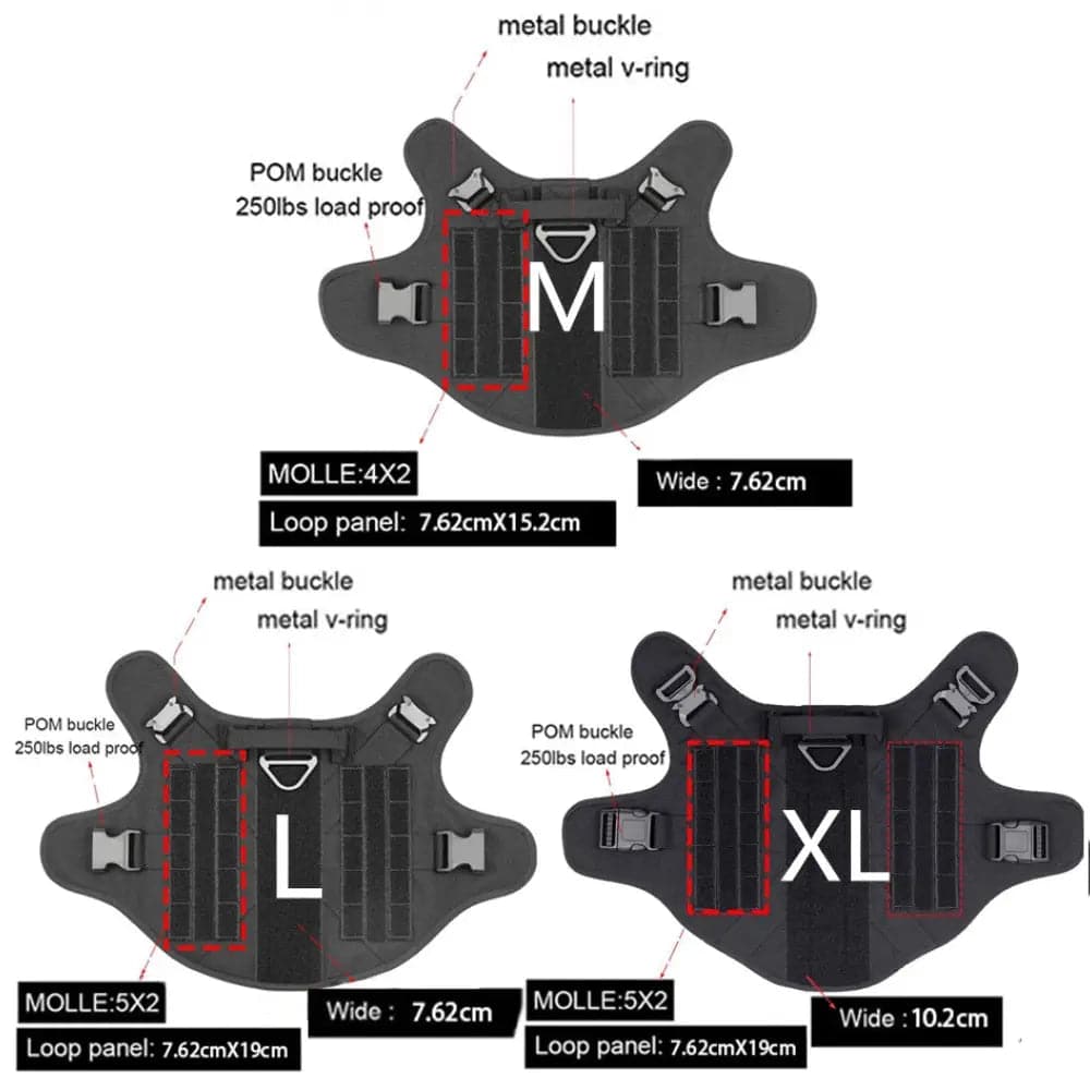 Black Nylon Tactical Dog Harness And Leash Set Metal Buckle Big Dog Vest Durable Pet Harness For Small Large Dogs TRENDYPET'S ZONE