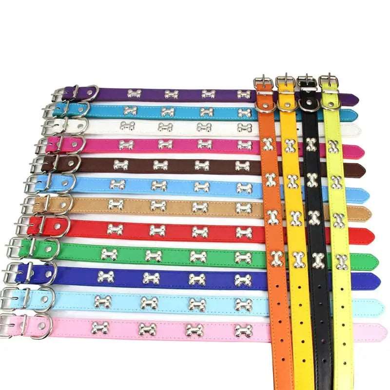 Black Pet Dog Collar Bone Leather Durable Pet Supplies Accessories Neck Strap Collar for Dog Puppy Pug Collars for Small Large Dogs TRENDYPET'S ZONE