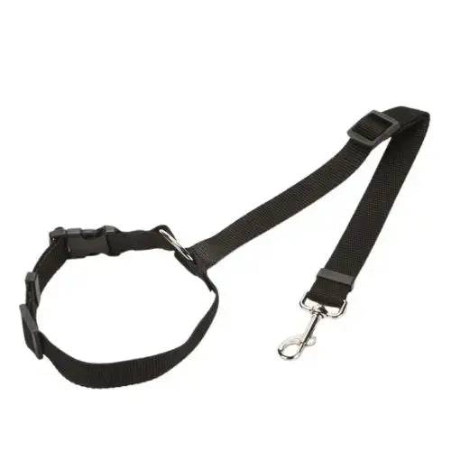 Black Solid Color Two-in-one Pet Car Seat Belt Nylon Lead Leash Backseat Safety Belt Adjustable Dogs Harness Collar Pet Accessories TRENDYPET'S ZONE