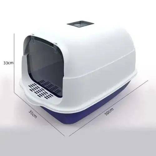 Blue Fully Enclosed - Semi-sealed Pet Cat Litter Box Fully Enclosed Anti-Splash Deodorant Cat Toilet for Cats Two-Way with Shovel High Capacity Cat Litter Tray - Trendypet's Zone