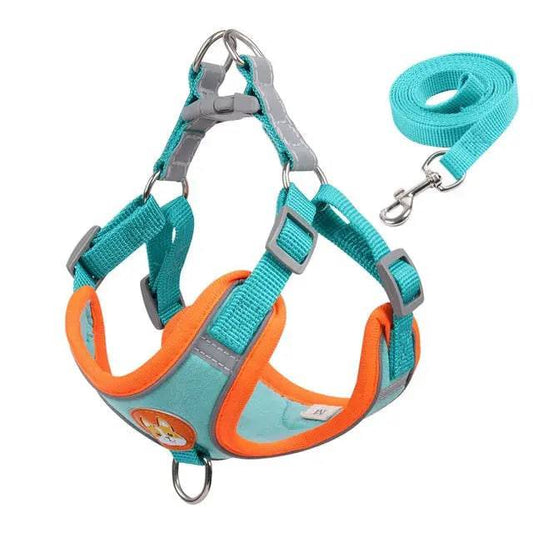 Blue Pet Dog Harness and Leash Set Adjustable Puppy Harness Vest Reflective Walking Lead Leash For Small Dogs Chihuahua TRENDYPET'S ZONE