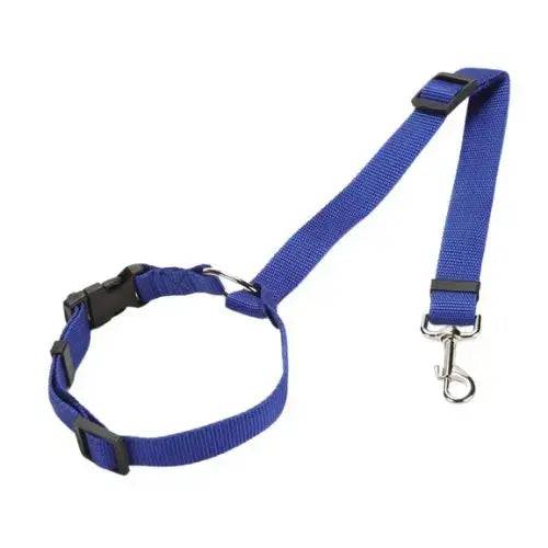 Blue Solid Color Two-in-one Pet Car Seat Belt Nylon Lead Leash Backseat Safety Belt Adjustable Dogs Harness Collar Pet Accessories - Trendypet's Zone