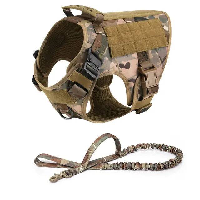 Camouflage Nylon Tactical Dog Harness And Leash Set Metal Buckle Big Dog Vest Durable Pet Harness For Small Large Dogs - Trendypet's Zone