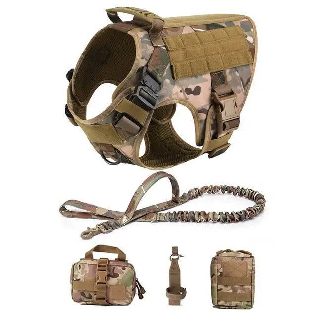 Camouflage Nylon Tactical Dog Harness And Leash Set Metal Buckle Big Dog Vest Durable Pet Harness For Small Large Dogs - Trendypet's Zone