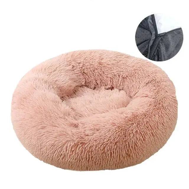 Dark Beige Detachable Dog & Cat Bed With Zipper Round Mat Thicken Plush TRENDYPET'S ZONE