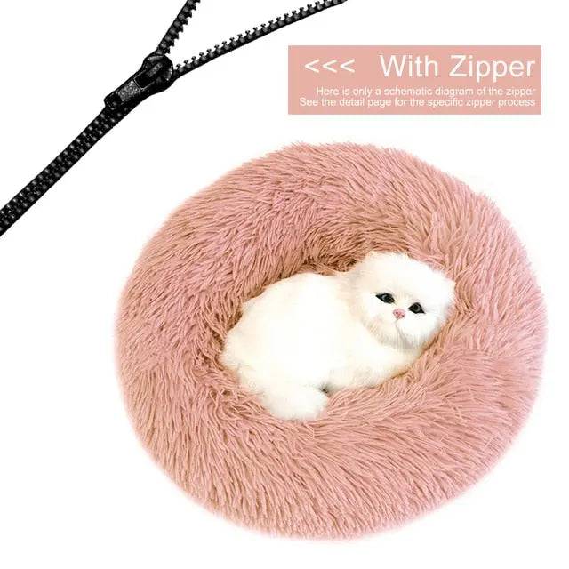 Dark Beige Detachable Dog & Cat Bed With Zipper Round Mat Thicken Plush TRENDYPET'S ZONE