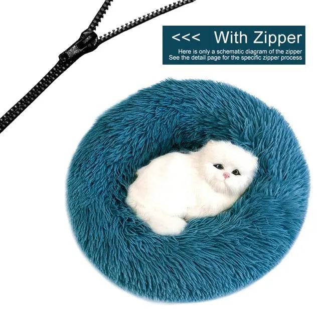 Dark Cyan Detachable Dog & Cat Bed With Zipper Round Mat Thicken Plush TRENDYPET'S ZONE