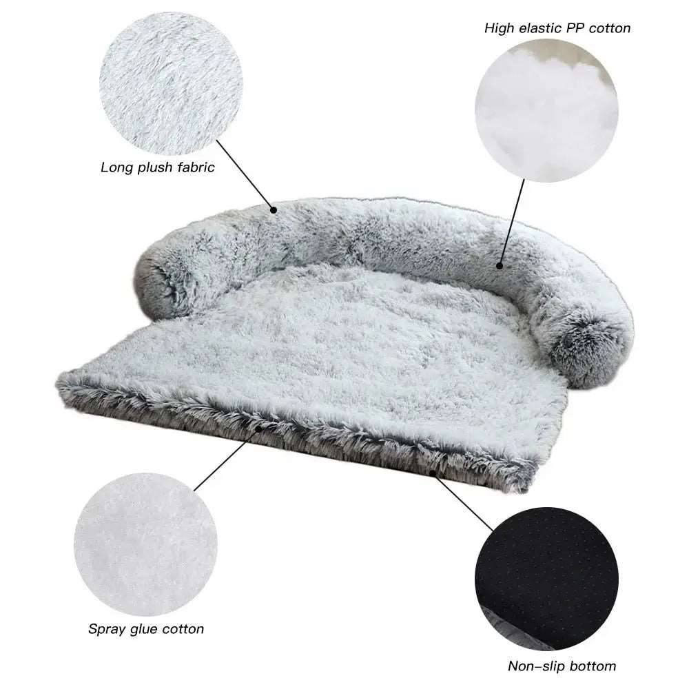 Dark Gray Washable Removable Plush Pet Dog Bed Sofa House Mat Kennel Winter Warm Bed Pad Washable Dog Cushion Blanket Sofa Cover - Trendypet's Zone