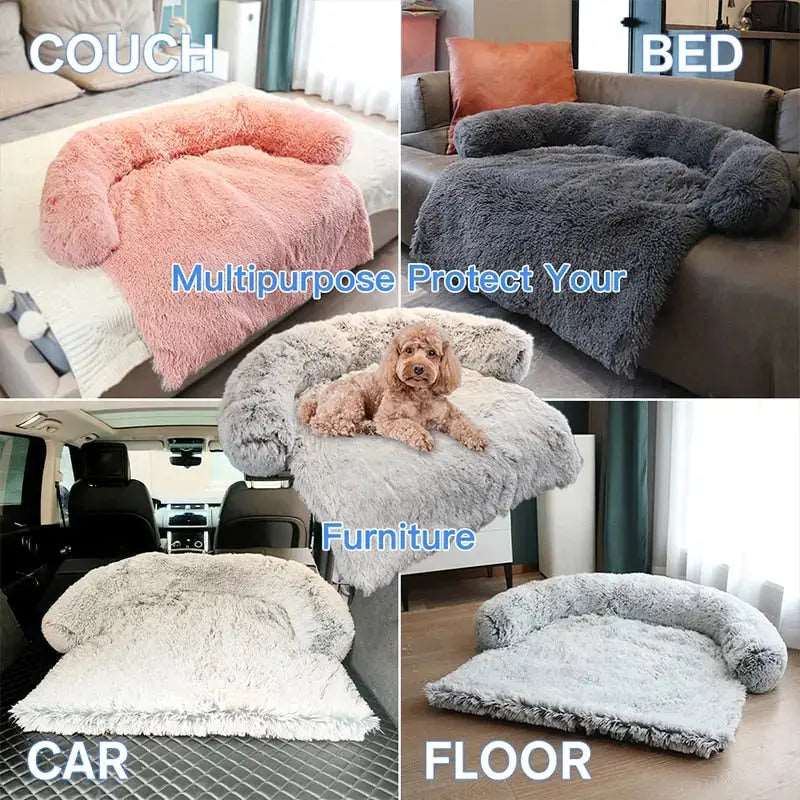 Dark Gray Washable Removable Plush Pet Dog Bed Sofa House Mat Kennel Winter Warm Bed Pad Washable Dog Cushion Blanket Sofa Cover - Trendypet's Zone