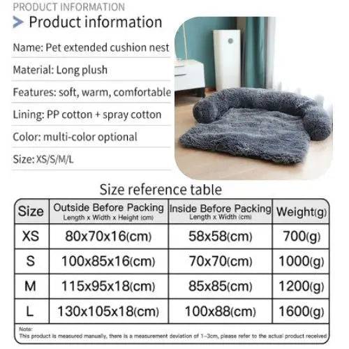 Dark Gray Washable Removable Plush Pet Dog Bed Sofa House Mat Kennel Winter Warm Bed Pad Washable Dog Cushion Blanket Sofa Cover - Trendypet's Zone