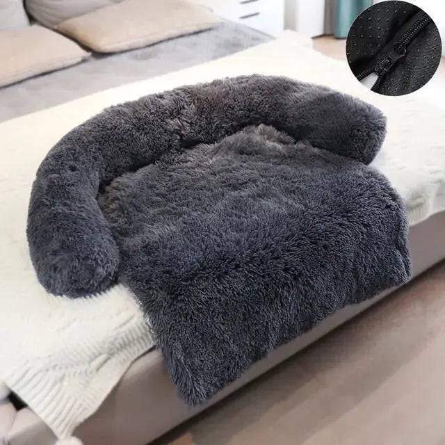 Dark Gray Washable Removable Plush Pet Dog Bed Sofa House Mat Kennel Winter Warm Bed Pad Washable Dog Cushion Blanket Sofa Cover - Trendypet's Zone