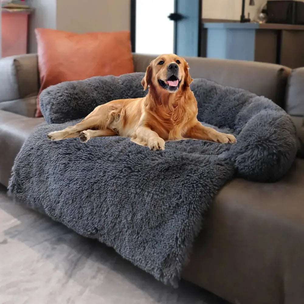 Dark Gray Washable Removable Plush Pet Dog Bed Sofa House Mat Kennel Winter Warm Bed Pad Washable Dog Cushion Blanket Sofa Cover - Trendypet's Zone