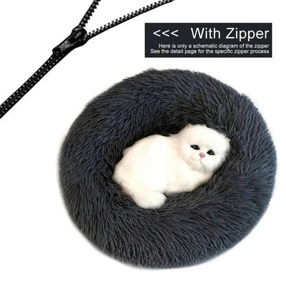 Dark Grey Detachable Dog & Cat Bed With Zipper Round Mat Thicken Plush TRENDYPET'S ZONE