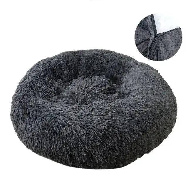 Dark Grey Detachable Dog & Cat Bed With Zipper Round Mat Thicken Plush TRENDYPET'S ZONE