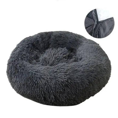 Dark Grey Detachable Dog & Cat Bed With Zipper Round Mat Thicken Plush TRENDYPET'S ZONE