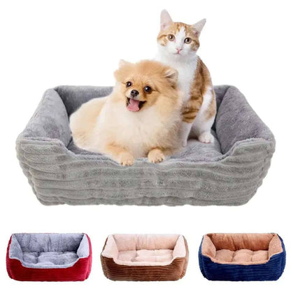 Dark Grey Pet Cat Dog Bed Cushion Square Soft Plush Kennel Dog Bed for Small Medium Dogs Cat Puppy Accessories Pet Sleep House Waterproof - Trendypet's Zone