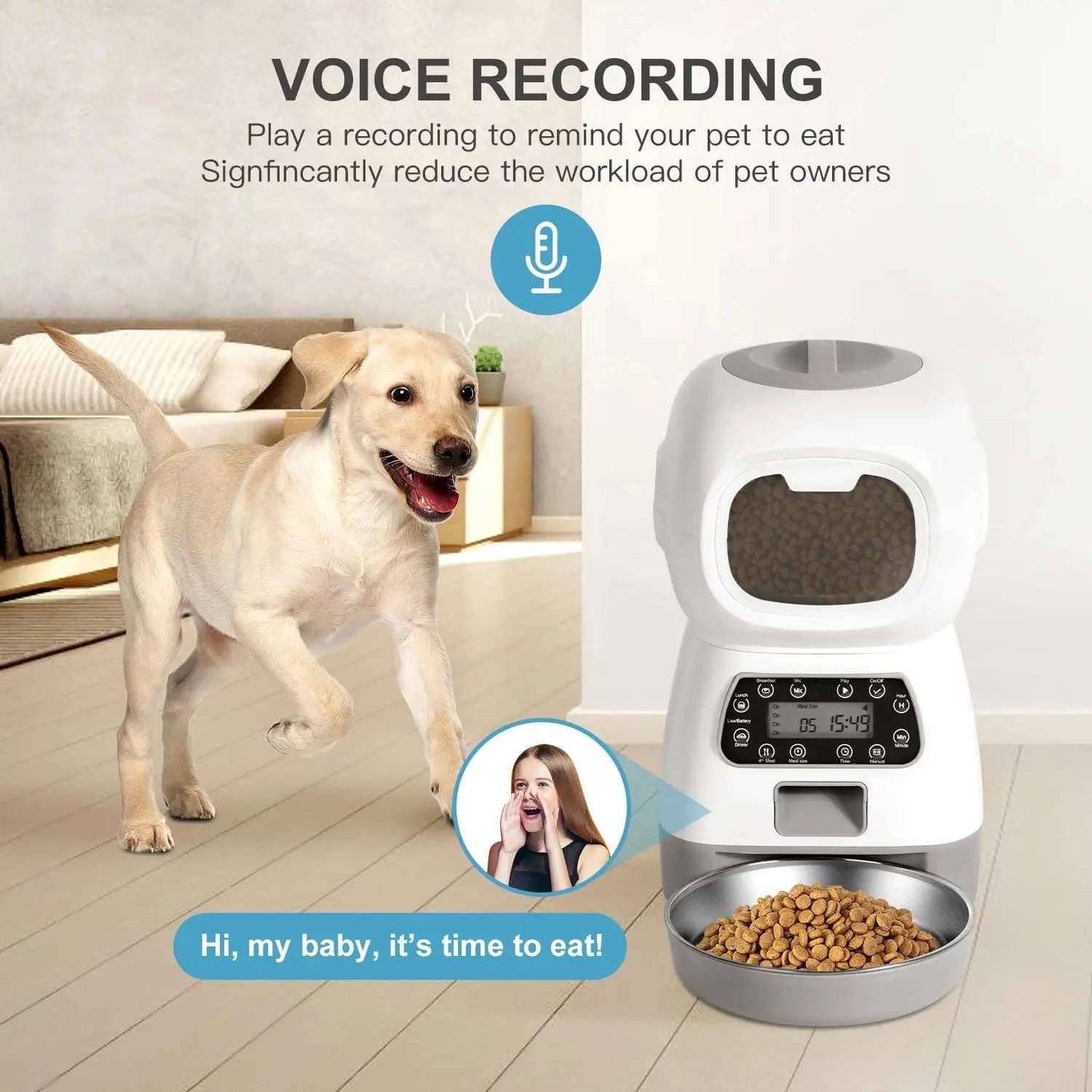 Dual Power Supply 3.5L Robot Smart Automatic Pet Food Dispenser For Dog Cat Bowl Timer Water Dispenser Auto Sensor No Wifi - Trendypet's Zone