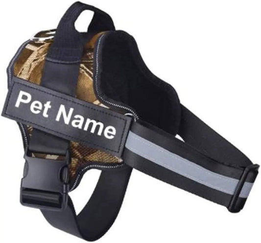 Fallen leaves Dog Harness No Pull Reflective Breathable Pet Harness With Name For Dogs Custom Patch Adjustable Outdoor Walking Dog Supplies TRENDYPET'S ZONE